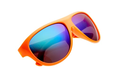 Sunglasses isolated on a white background. Retro design. Protection of eyes against the UV radiation of the sun
