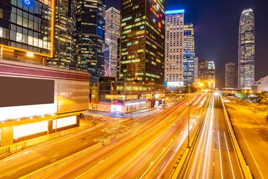 Hong Kong Cityscape at Admiralty Central Hong Kong downtown district at night.