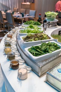 Salad bar station in buffet line