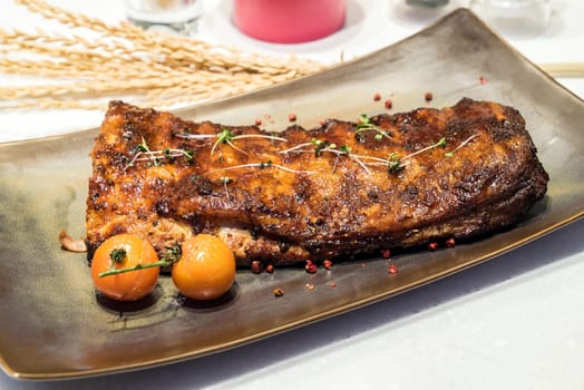 Smoke grilled pork ribs BBQ