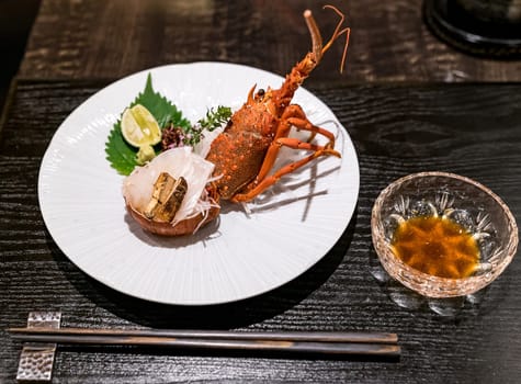Lobster Sashmi, groumet japanese cuisine