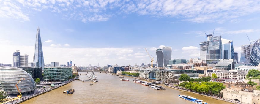 London downtown cityscape skylines building with River Thames in London UK Panoramic