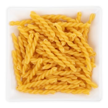 Raw Noodles in a bowl isolated on white background