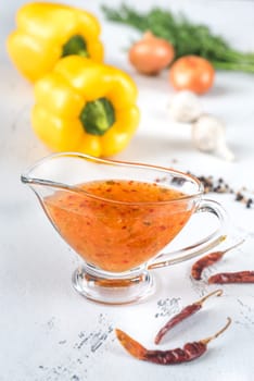 Thai sweet and sour sauce with ingredients