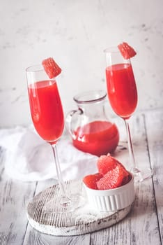 Glasses of Mimosa cocktail