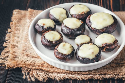 Baked mushrooms stuffed with mozzarella