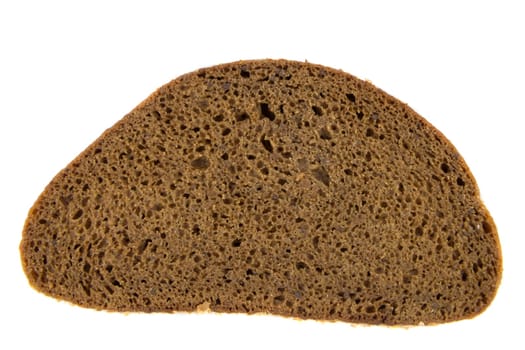 slice of rye bread on white background