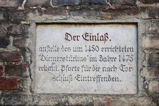 Der Einlaß Schild Memmingen is a city in Bayern/Germany with many historical attractions
