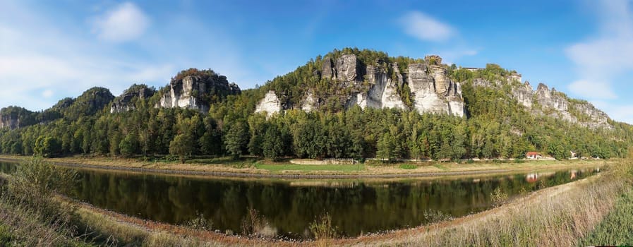 The resort Rathen in the Elbe Sandstone Mountains in the Saxon Switzerland