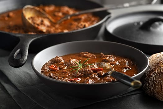 Served of portion of traditional Beef stew - goulash