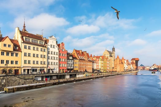 Gdansk Old Town view from the Motlawa, Poland.