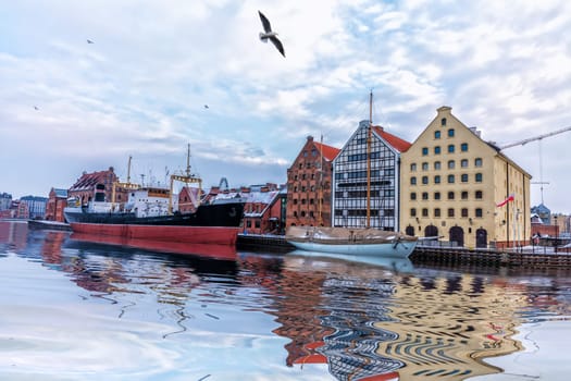 Gdansk National Maritime Museum, view from the Motlawa river.