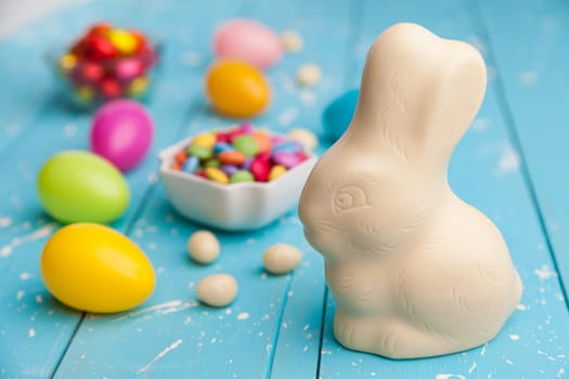 Delicious and traditional white chocolate Easter holiday bunny
