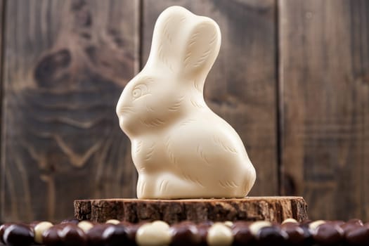 Delicious and traditional white chocolate Easter holiday bunny