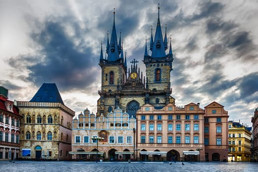 Church of Our Lady before Tyn in Old Town Square of Prague, Czech Republic.