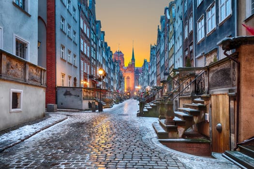 Old european street Mariacka in Gdansk, Poland.