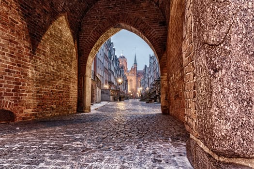 Mariacka Street in Gdansk, view from the Mariacka Gate, Poland.
