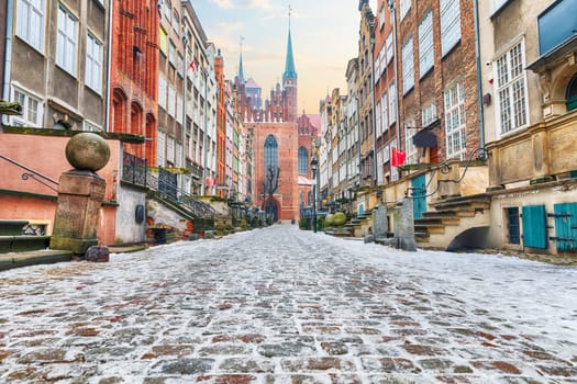 Mariacka street in Gdansk, winter morning with no people.