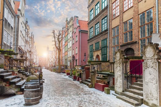 Mariacka street, a famous old european street in Gdansk, Poland, no people.