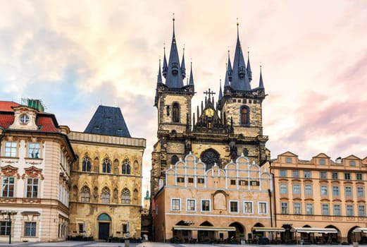 Old Town Square with the House at the Stone Bell and the Church of Our Lady Before Tyn.