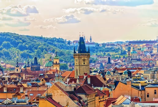 The Old Town Hall in Prague, aerial view.