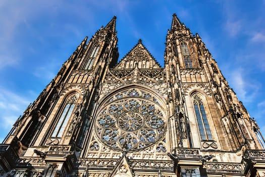 St Vitus Cathedral, details of the facade in Prague.