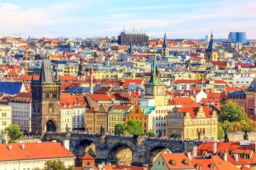 Charles Bridge and the Old Town of Prague.