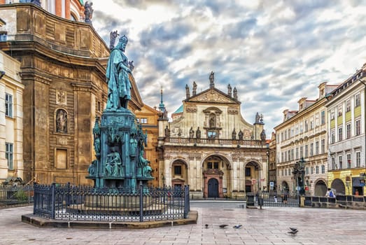 St Salvator Church and St Francis of Assisi Church near the monument to King Charles IV in Prague.