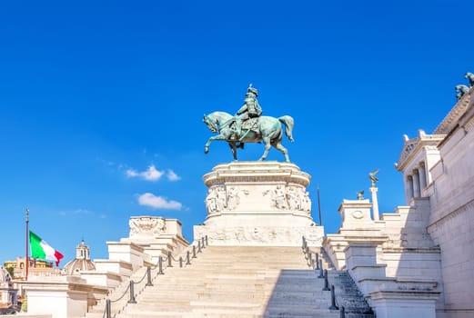 Monument to Vittorio Emanuele in front of the Altar of the Fatherland in Rome