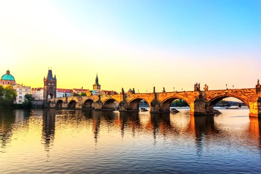Sunrise over the Charles Bridge, Prague, Czech Republic