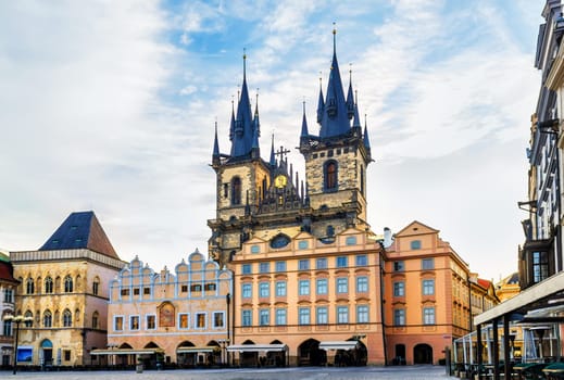 Old Town Square in Prague, view with no people.