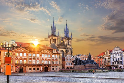 Old Town Square and the Church of Mother of God before Tyn, Prague.
