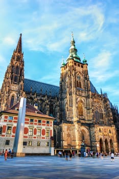 St Vitus Cathedral and a square in Prague Castle.
