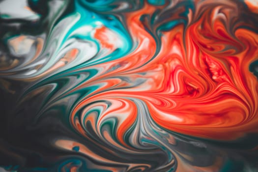 Colorful liquid paints mixed together creating modern abstract