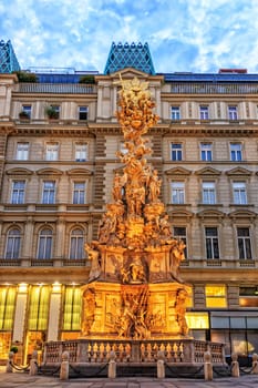 Plague Column in Graben Street in Vienna, Austria.