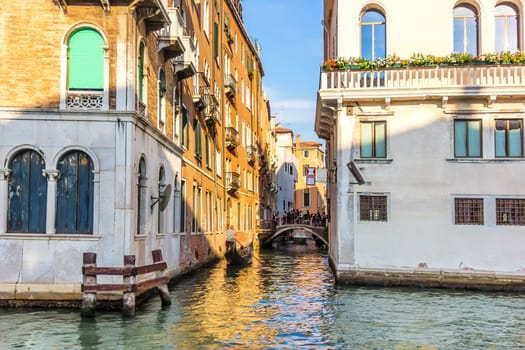 Bridge in Venice across the channel between two palaces near Piazza San Marco.