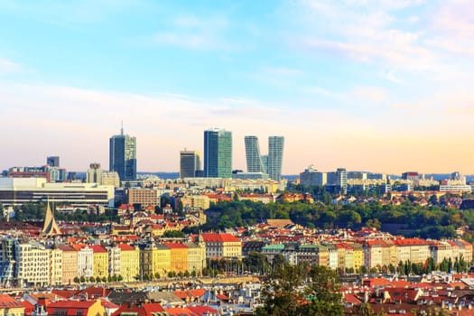 Old houses and new towers of Prague.
