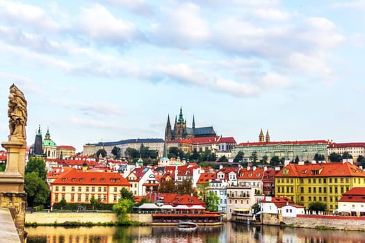 View from the Charles Bridge on the Lesser Town of Prague.