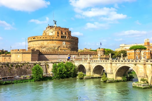 Castel Sant'Angelo and Ponte Sant'Angelo, Rome, Italy.