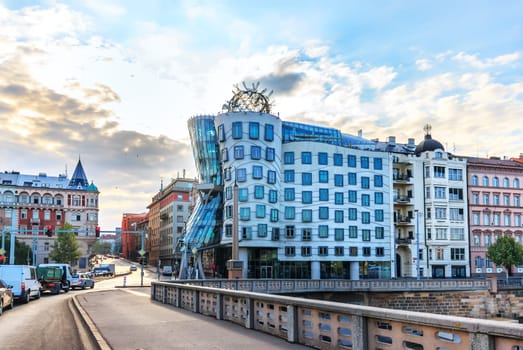 Dancing House of Prague in Czech Republic, no people.