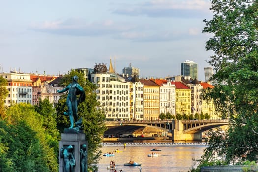 Jiraskuv bridge over the Vltava river, Prague, Czech Republic.