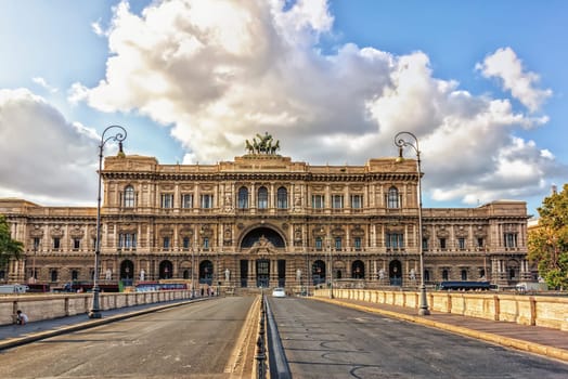 The Palace of Justice, view from the Ponte Umberto I, Rome, Italy.