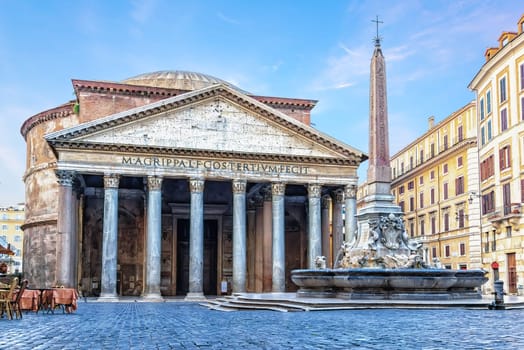 Pantheon in Rome, famous Roman temple in Italy, no people.