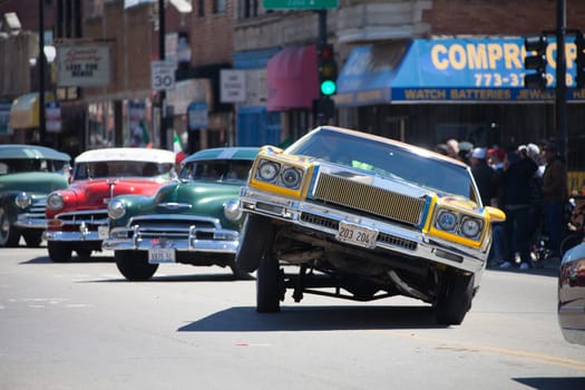 Chicago, Illinois, USA - May 07, 2017, The Cinco De Mayo Parade is held to remember the victory the Mexican forces had over the invading French army in the Battle of Puebla on 5 May, 1862.