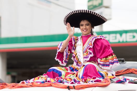 H. Matamoros, Tamaulipas, Mexico - November 20, 2017 - The November 20 Parade commemorates the start of the Mexican revolution of 1910 against Porfirio Diaz, an annual celebration throughout Mexico since 1936, with traditional dresses, dances , marching bands, music and food.