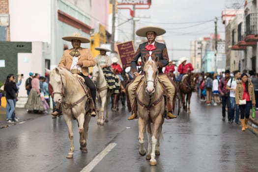 H. Matamoros, Tamaulipas, Mexico - November 20, 2017 - The November 20 Parade commemorates the start of the Mexican revolution of 1910 against Porfirio Diaz, an annual celebration throughout Mexico since 1936, with traditional dresses, dances , marching bands, music and food.