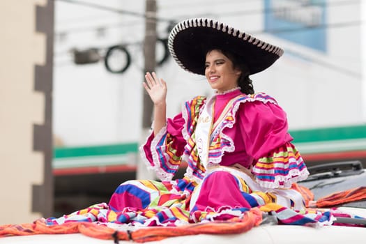 H. Matamoros, Tamaulipas, Mexico - November 20, 2017 - The November 20 Parade commemorates the start of the Mexican revolution of 1910 against Porfirio Diaz, an annual celebration throughout Mexico since 1936, with traditional dresses, dances , marching bands, music and food.