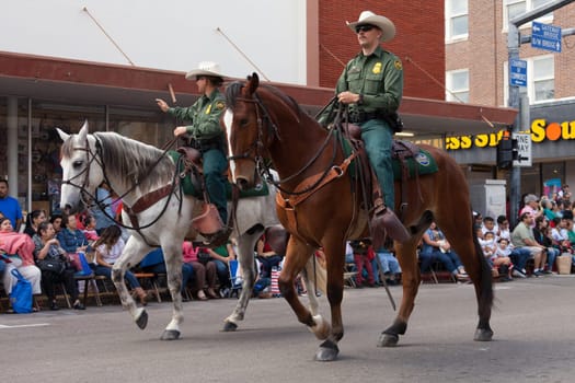 Brownsville, Texas, USA - February 25, 2017, Grand International Parade is part of the Charro Days Fiesta - Fiestas Mexicanas, A bi-national festival between USA and Mexico.