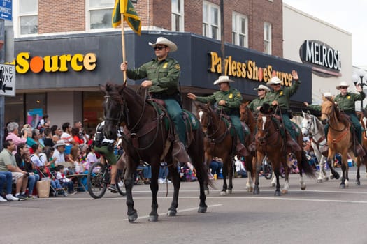 Brownsville, Texas, USA - February 25, 2017, Grand International Parade is part of the Charro Days Fiesta - Fiestas Mexicanas, A bi-national festival between USA and Mexico.