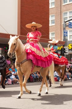 Brownsville, Texas, USA - February 25, 2017, Grand International Parade is part of the Charro Days Fiesta - Fiestas Mexicanas, A bi-national festival between USA and Mexico.